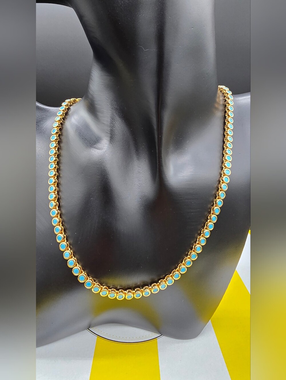 Gold-Tone Necklace with Turquoise Accents #0514